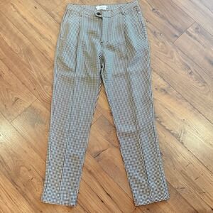 Honor The Gift HTG Houndstooth Pleated Pants Mens 32 Brown Cream Ivory Straight
